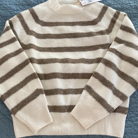 Mango Stripe-Print Sweater with Perkins Neck - Picture 7 of 8